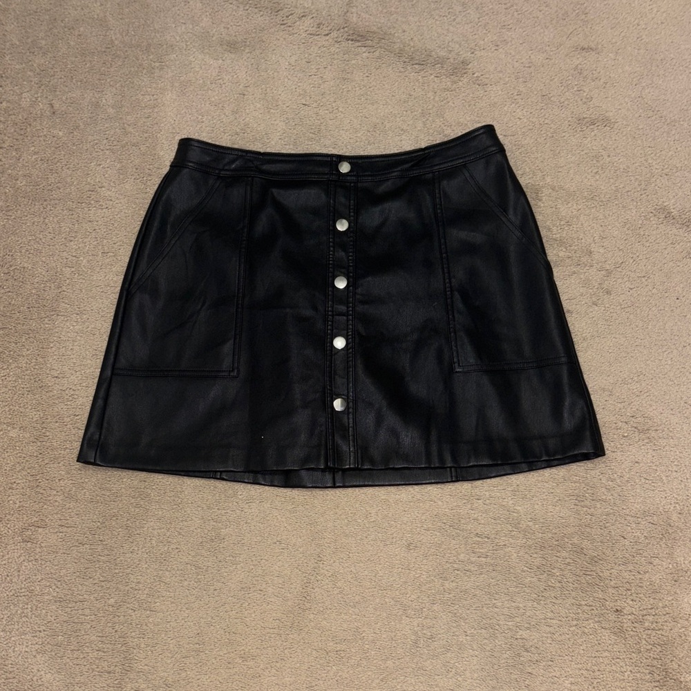 Bar III Black Leather Mini Skirt